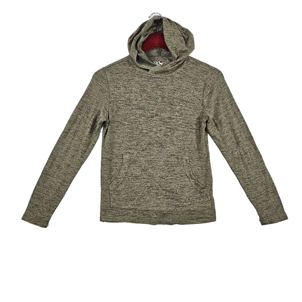 First Wave Knit Sweatshirt Hooded Pocket Ribbed Pullover Gray Boys Size 10/12